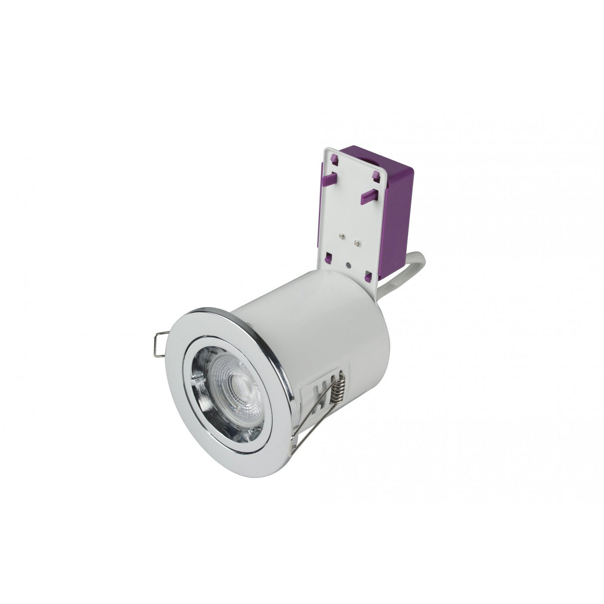Chrome Fire-Rated Die-Cast Downlight, 85mm Diameter, 50W, IP20