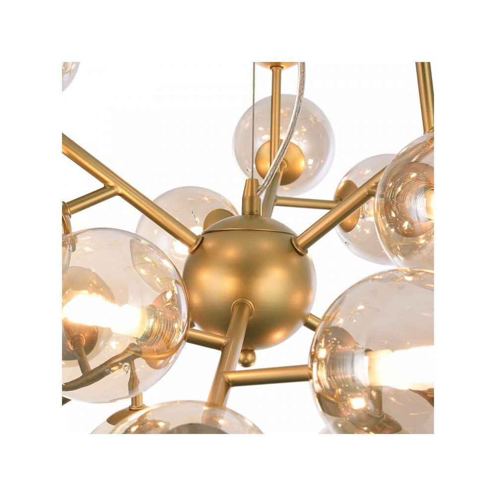 Contemporary Gold Starburst Pendant with Glass Orbs