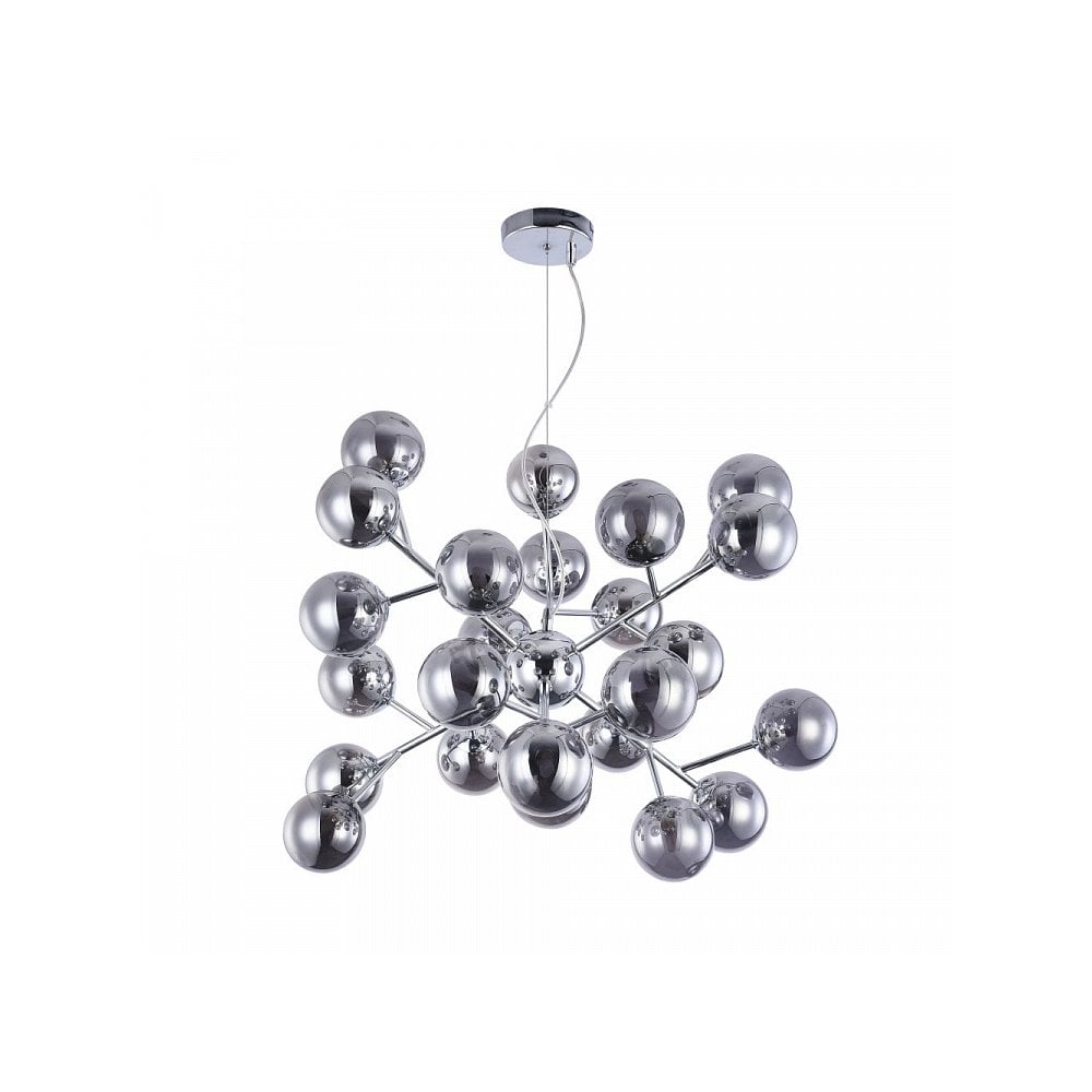 Stellar Chrome Starburst Pendant with Glass Orbs