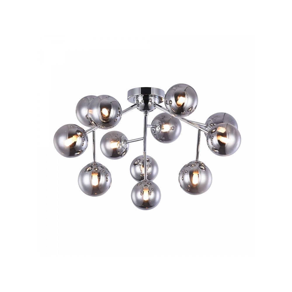 Contemporary Chrome Ceiling Light with Glass Spheres, Dallas Collection