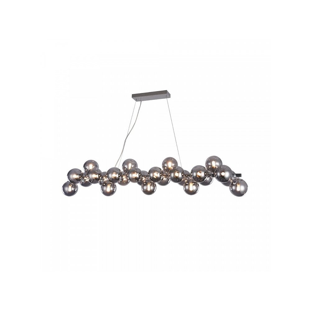 Contemporary Chrome Island Pendant with Petite Smoked Spheres