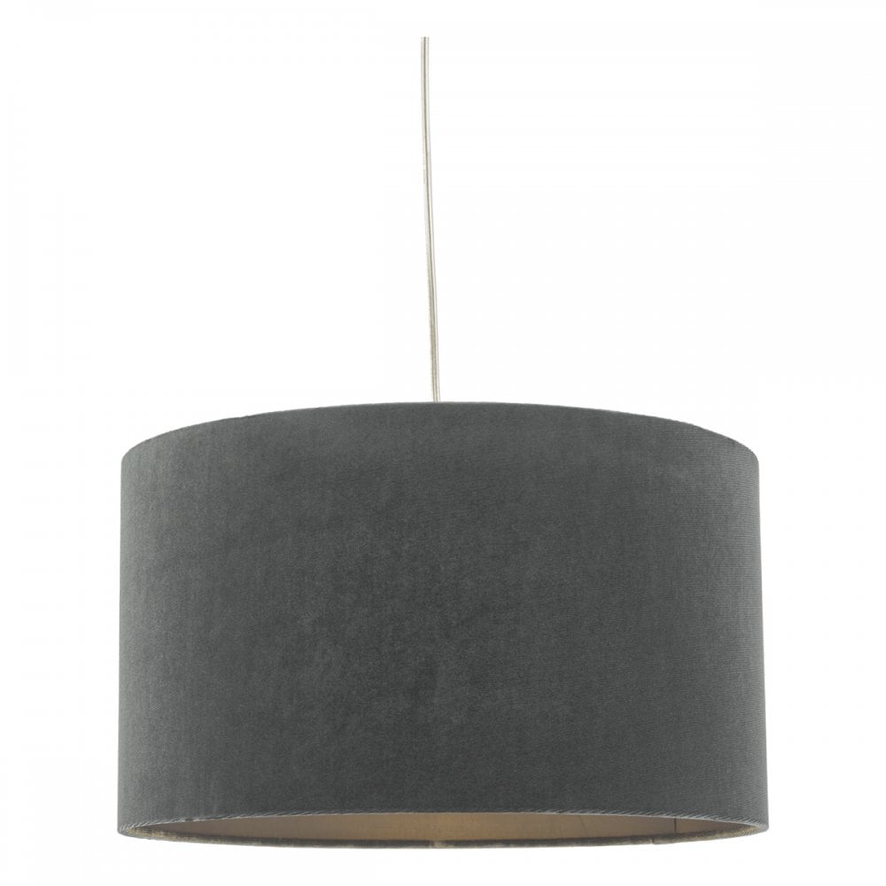 Akavia Grey Velvet Drum Shade 35cm 35cm