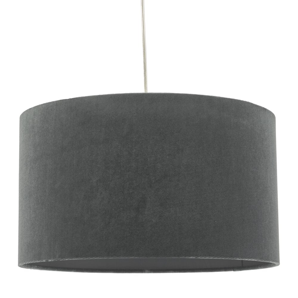 Akavia Grey Velvet Drum Shade 35cm 35cm