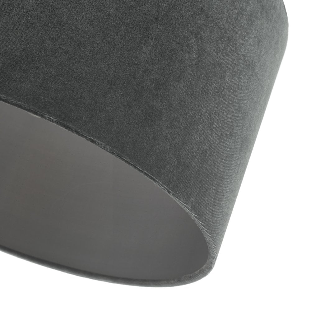Akavia Grey Velvet Drum Shade 35cm 35cm