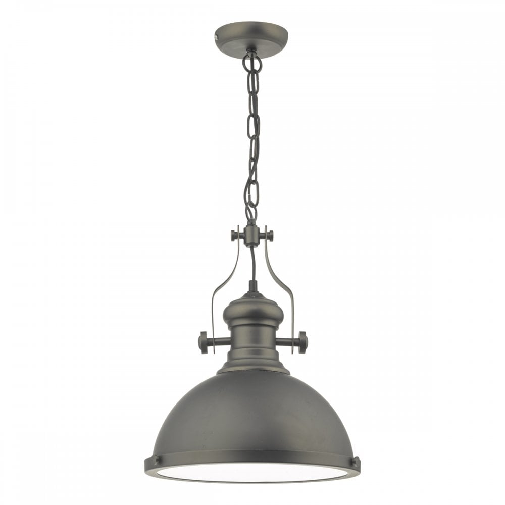 Elegant Arona Pewter and Glass Dome Pendant Light