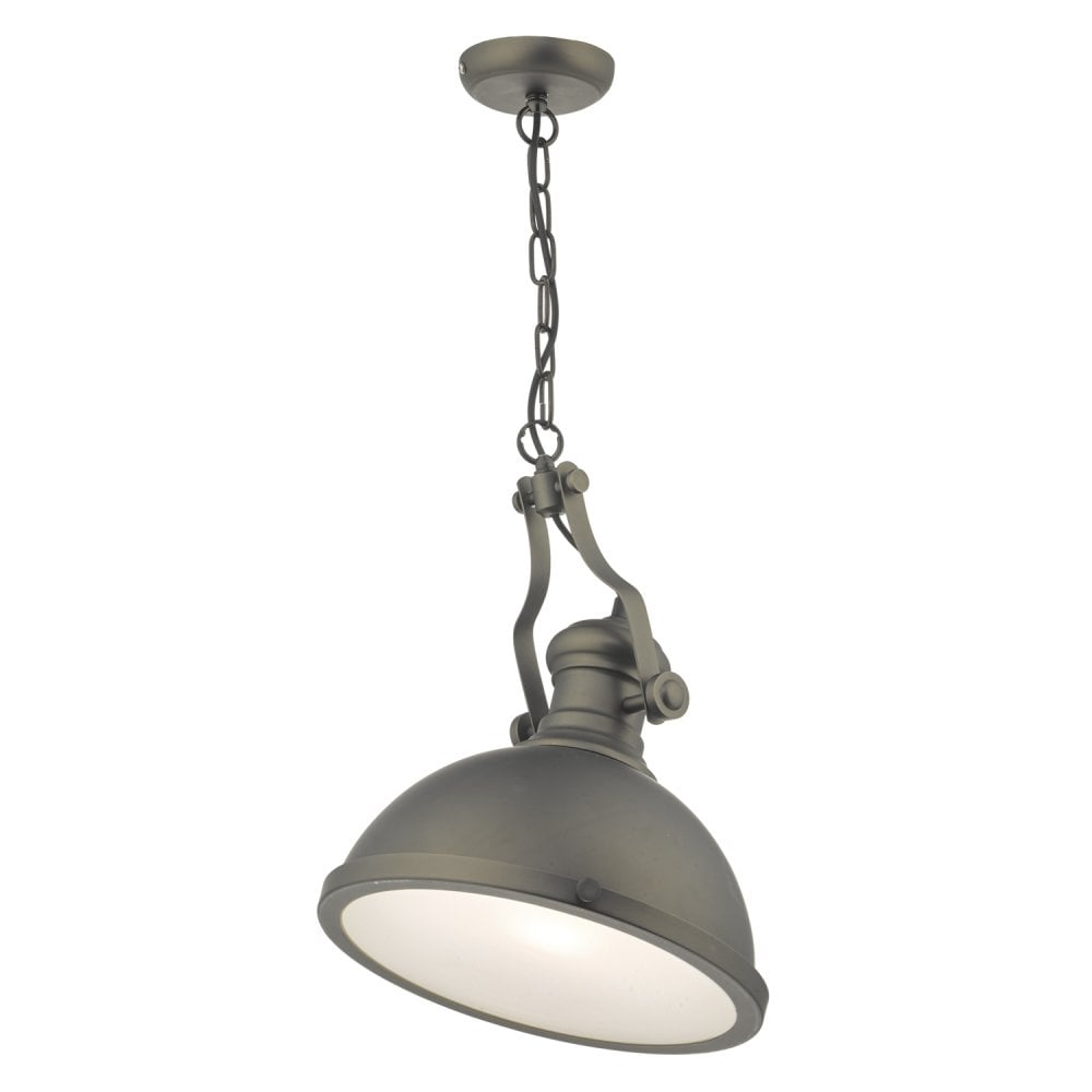 Elegant Arona Pewter and Glass Dome Pendant Light