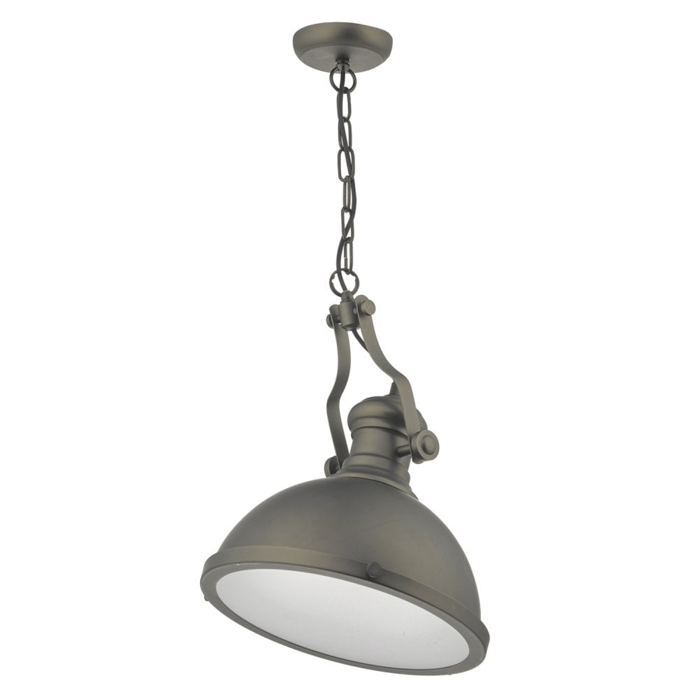 Elegant Arona Pewter and Glass Dome Pendant Light