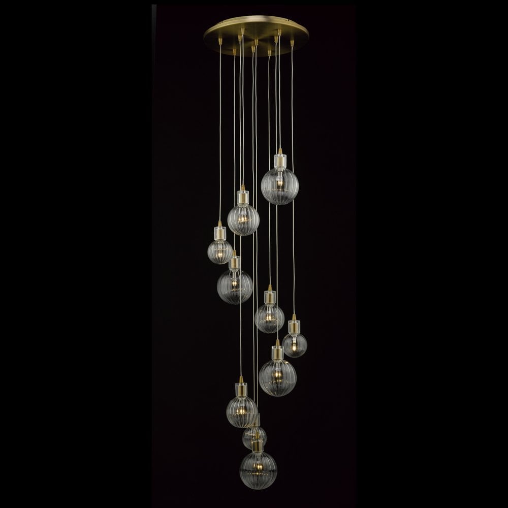 Dita 10 Light Cluster Pendant Brass & Glass