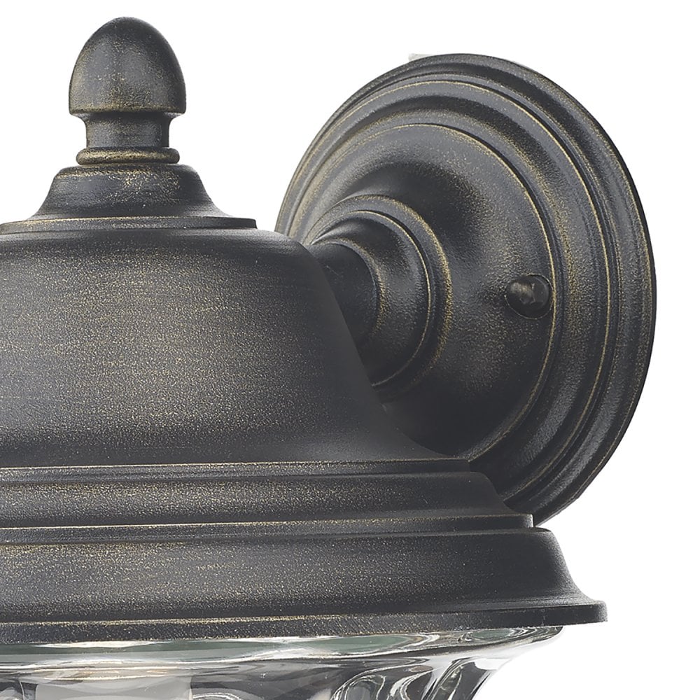 Aldgate Outdoor Wall Light Black/Gold Glass IP44