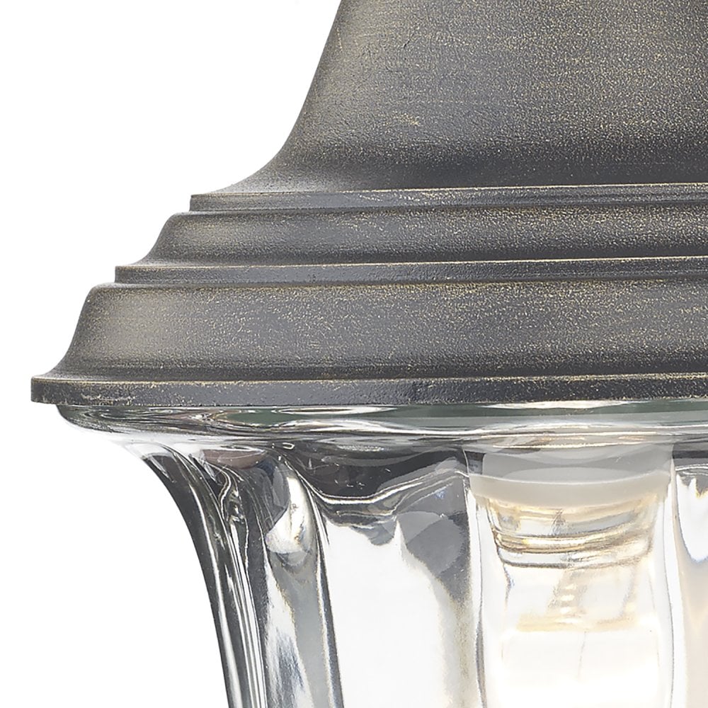 Aldgate Outdoor Wall Light Black/Gold Glass IP44