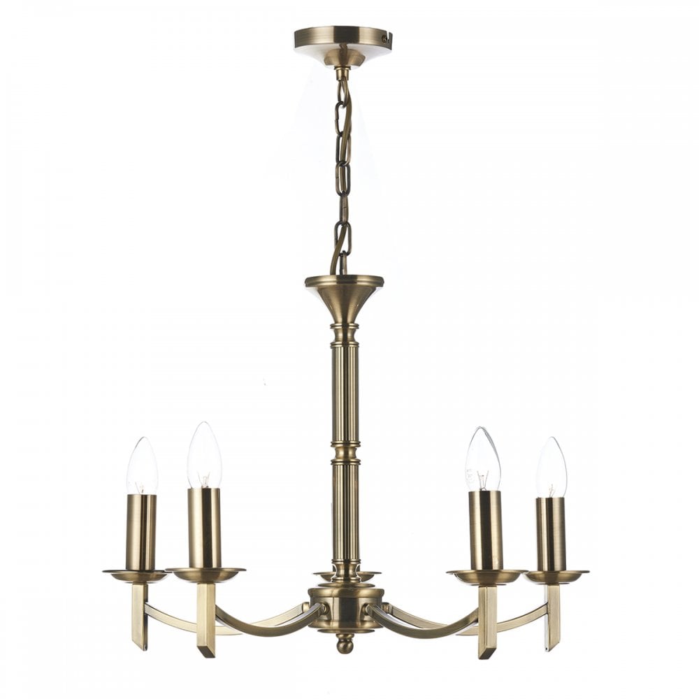 Ambassador 5 Light Armed Pendant Antique Brass Fitting Only