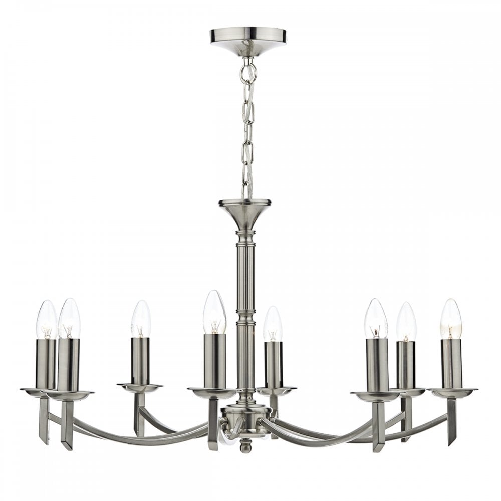 Ambassador 8 Light Armed Pendant Satin Chrome Fitting Only