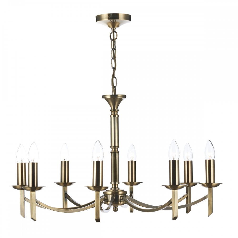 Ambassador 8 Light Armed Pendant Antique Brass Fitting Only