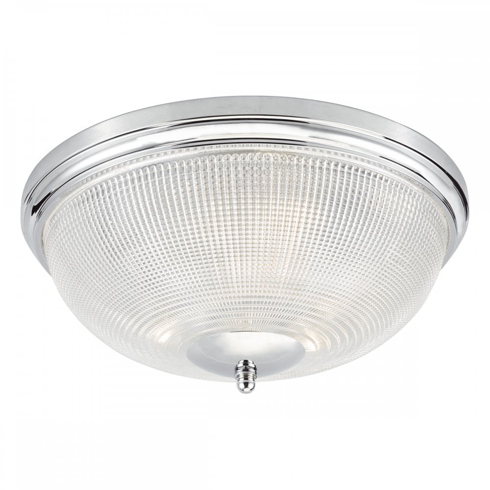 Arbor Bathroom 3 Light Flush Polished Chrome & Glass IP44