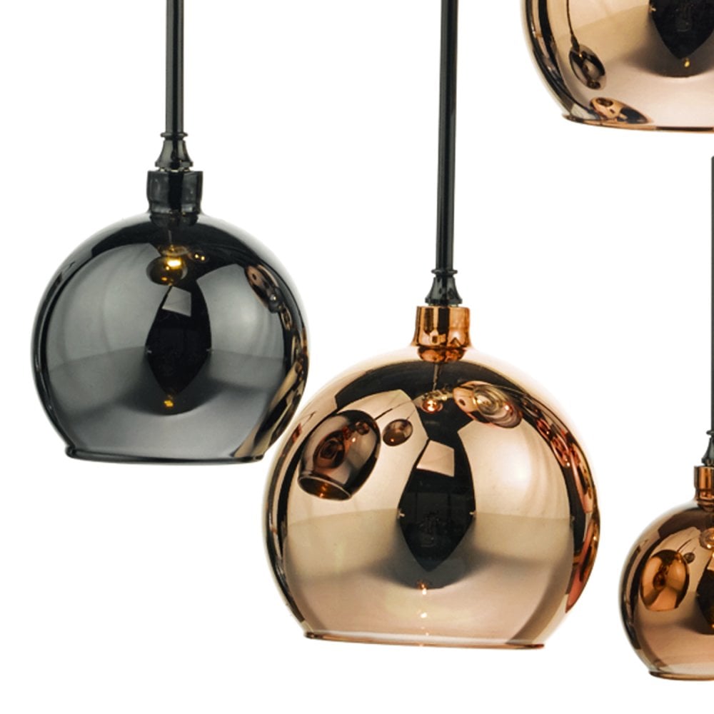 Aurelia 15 Light Bar Pendant Black Chrome & Copper/Bronze Glass