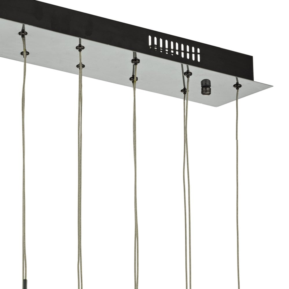 Aurelia 15 Light Bar Pendant Black Chrome & Copper/Bronze Glass