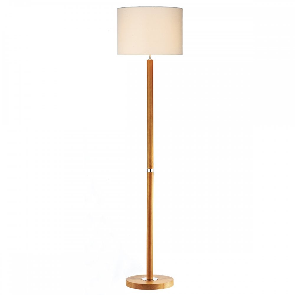 Elegant Light Wood Floor Lamp with Cream Shade