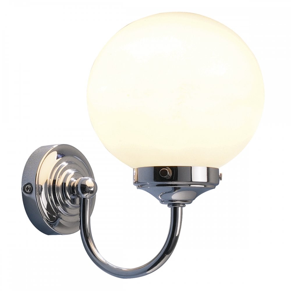 Barclay Bathroom Wall Light Polished Chrome Opal Glass IP44