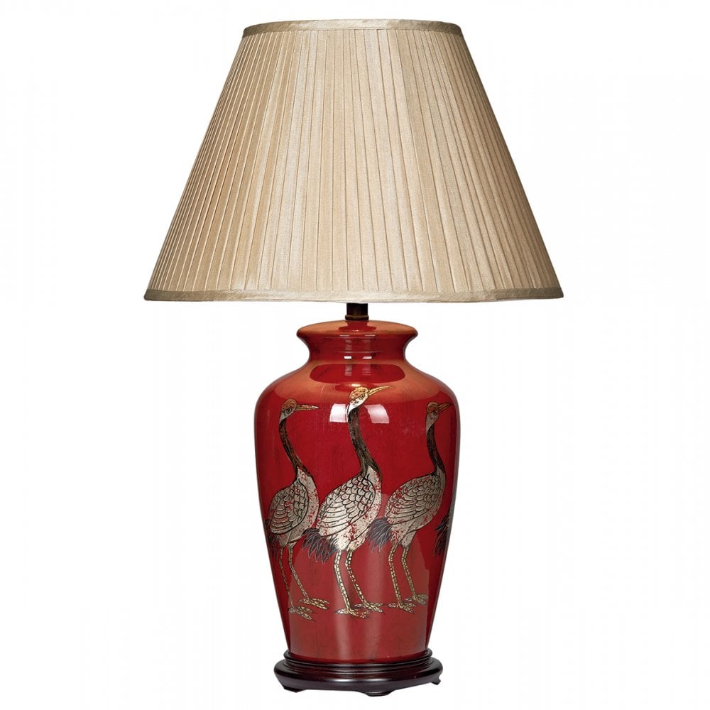Bertha Ceramic Bird Table Lamp with Deep Red Base