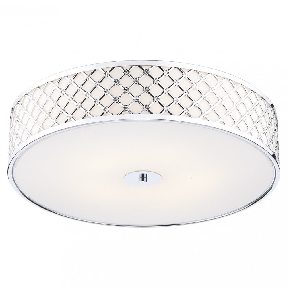 Civic Small 2 Light Flush Polished Chrome Frosted Glass