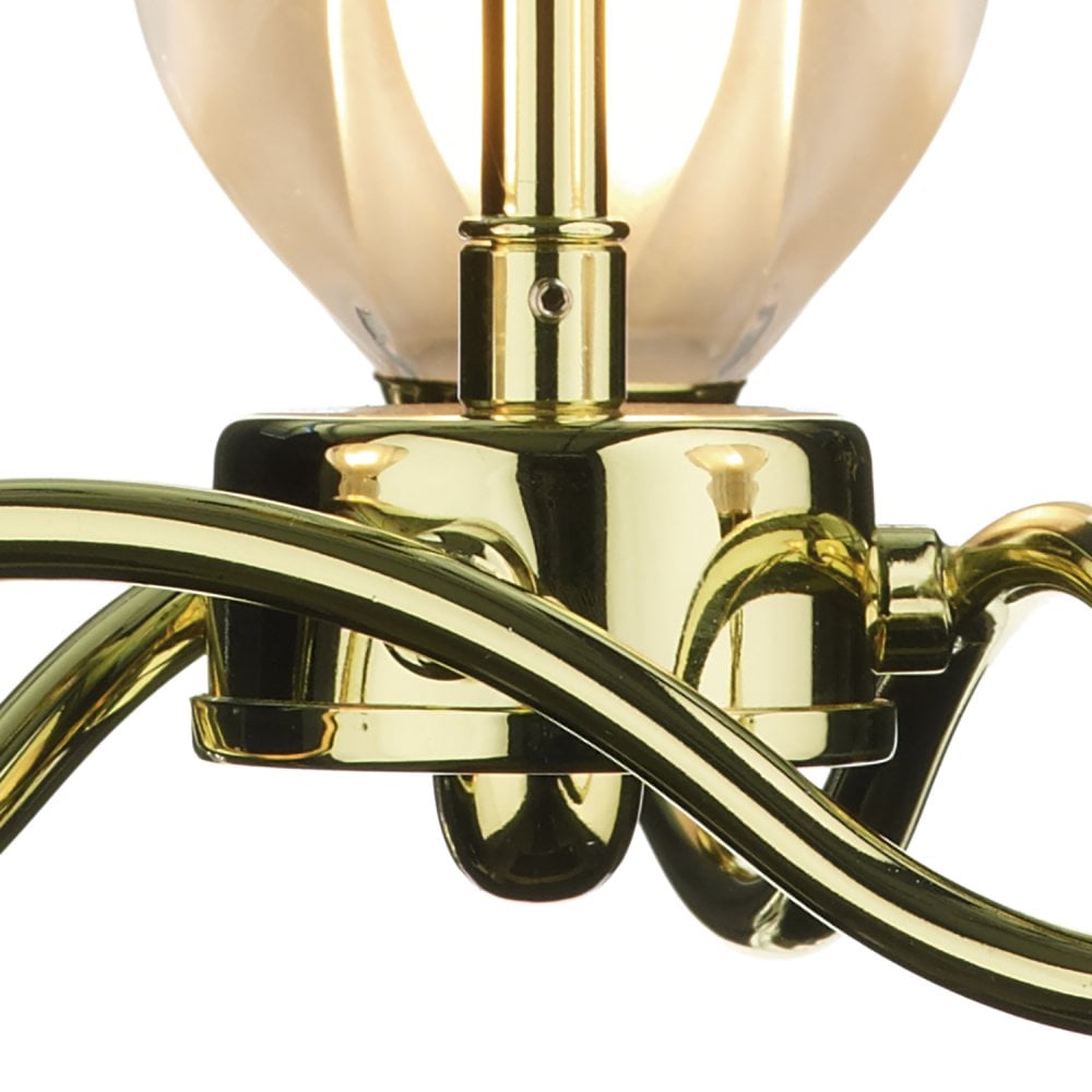 Cynthia 3-Light Semi Flush Ceiling Fixture in Polished Brass with Tulip Glass Shades