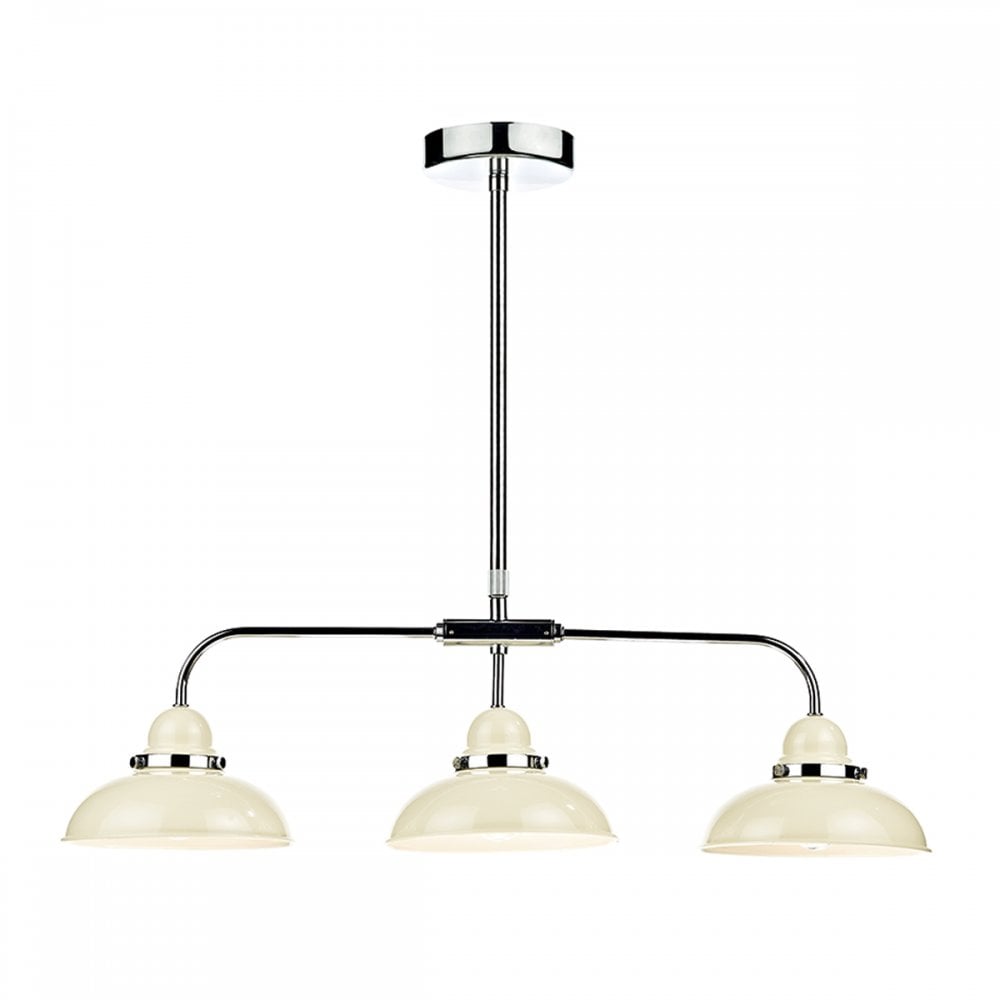 Cream and Chrome Trio Bar Pendant Light