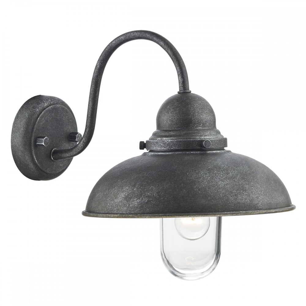 Dynamo Outdoor Wall Light Aged Iron Glass IP44