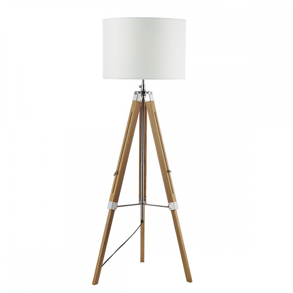 Easel Floor Lamp Light Wood and Polished Chrome Base Only
