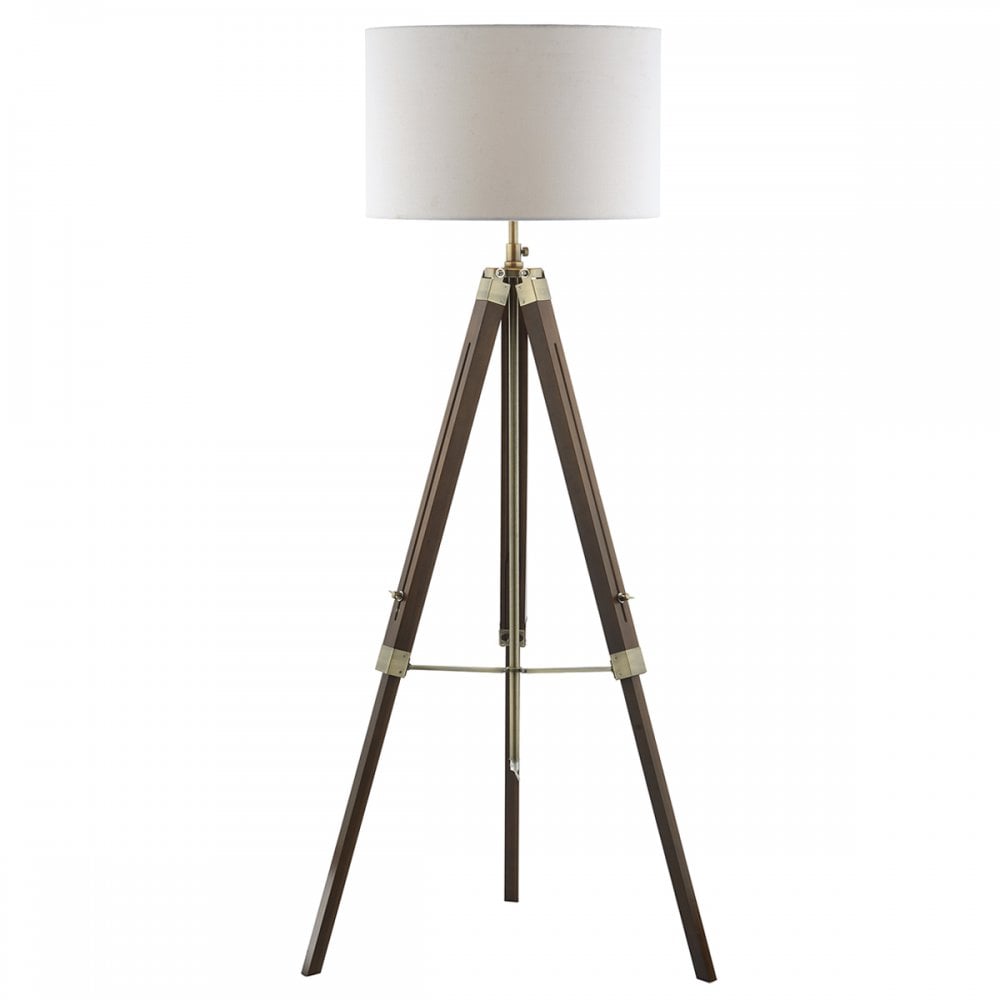 Easel Floor Lamp Dark Wood and Antique Brass Base Only