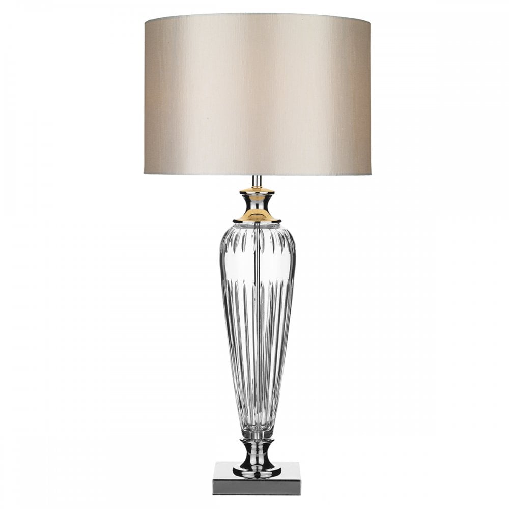 Hinton Table Lamp Polished Chrome Crystal With Shade