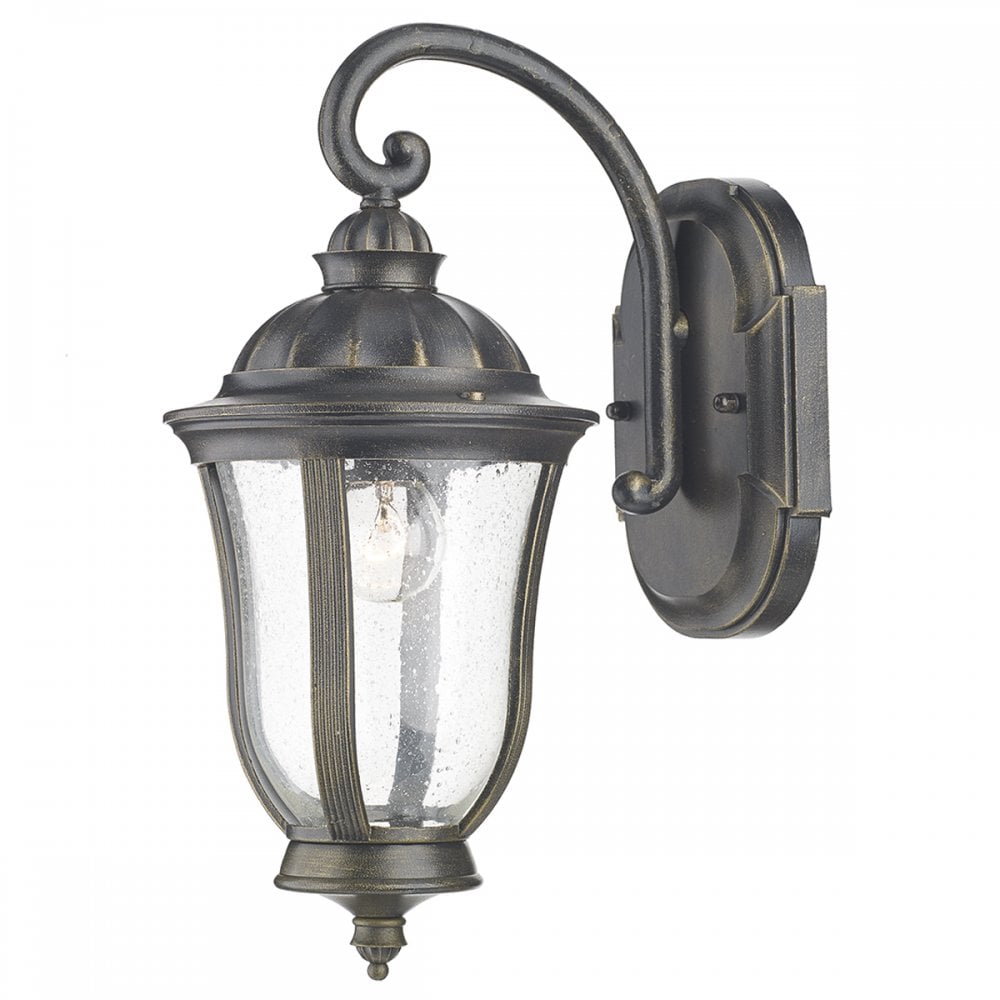 Johnson Outdoor Wall Light Black/Gold Glass IP44