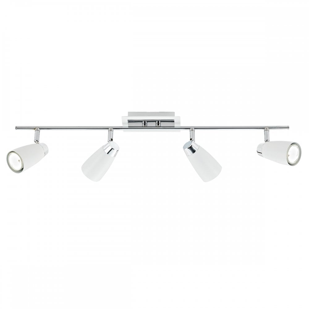Loft 4 Light Bar Spotlight Matt White Polished Chrome