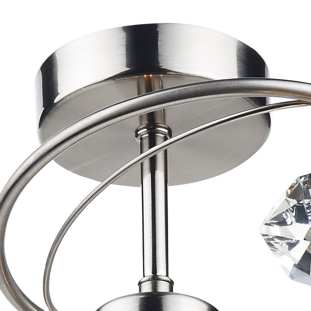 Luther 4 Light Semi-Flush Satin Chrome and Crystal