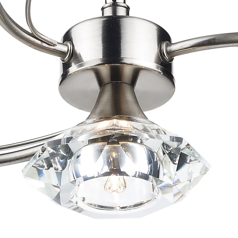 Luther 4 Light Semi-Flush Satin Chrome and Crystal
