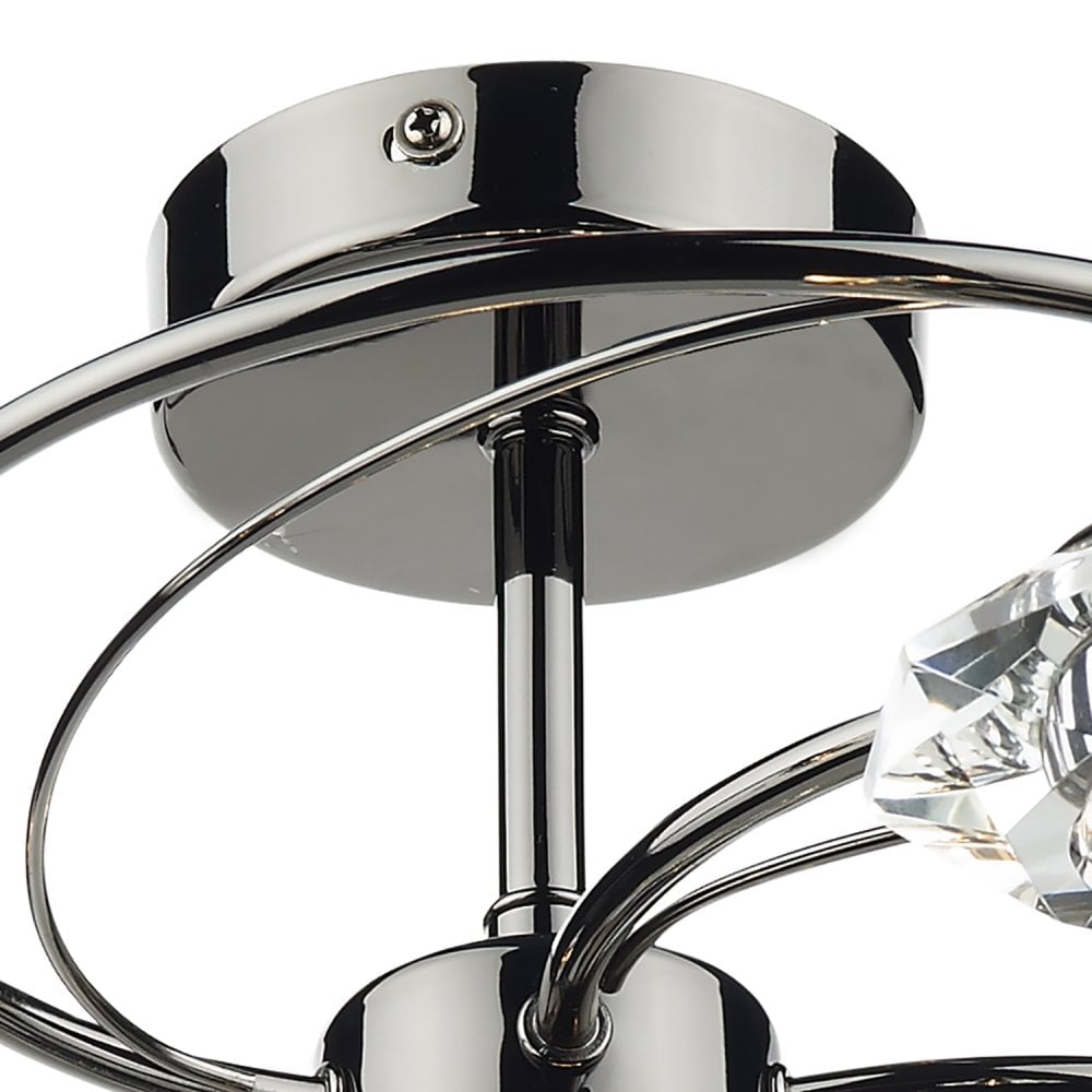 Luther 6 Light Semi Flush Black Chrome Crystal