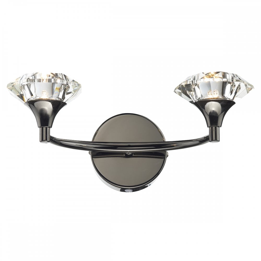 Luther 2 Light Wall Light Black Chrome Crystal