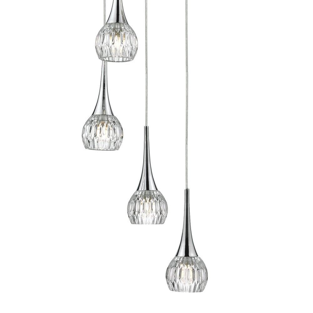 Lyall 5 Light Pendant Polished Chrome Glass