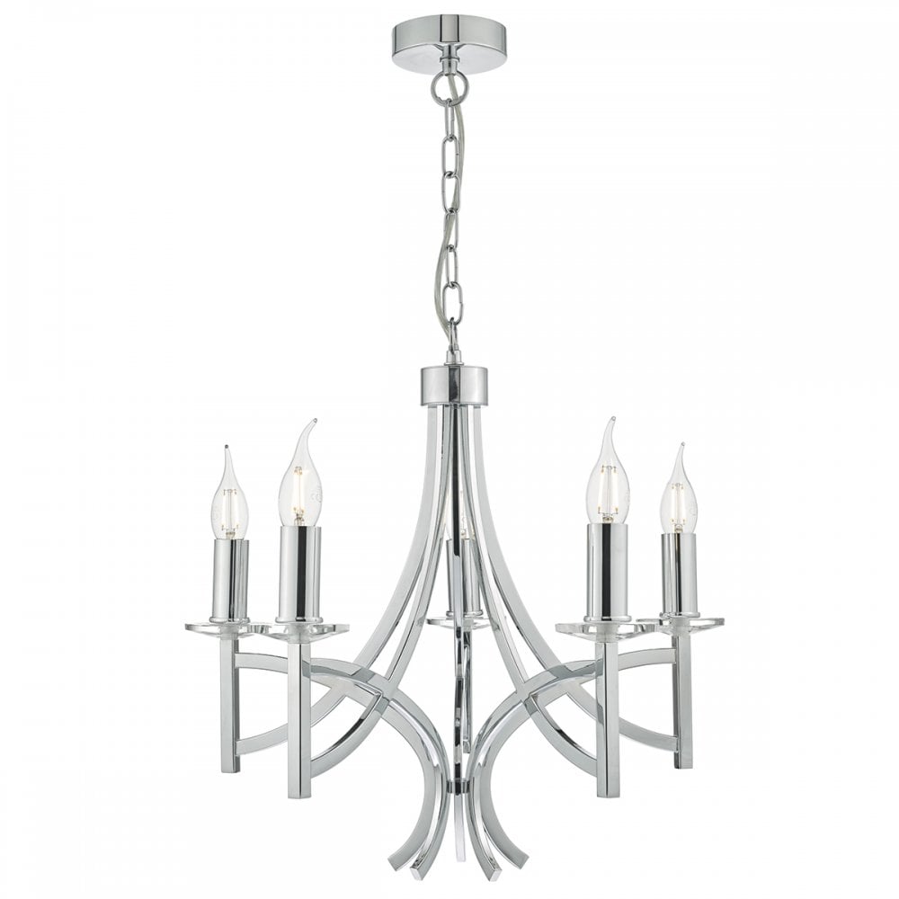 Lyon 5lt Pendant Polished Chrome & Crystal