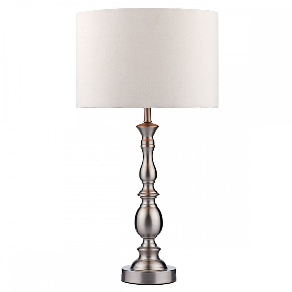 Madrid Table Lamp Satin Chrome With Shade