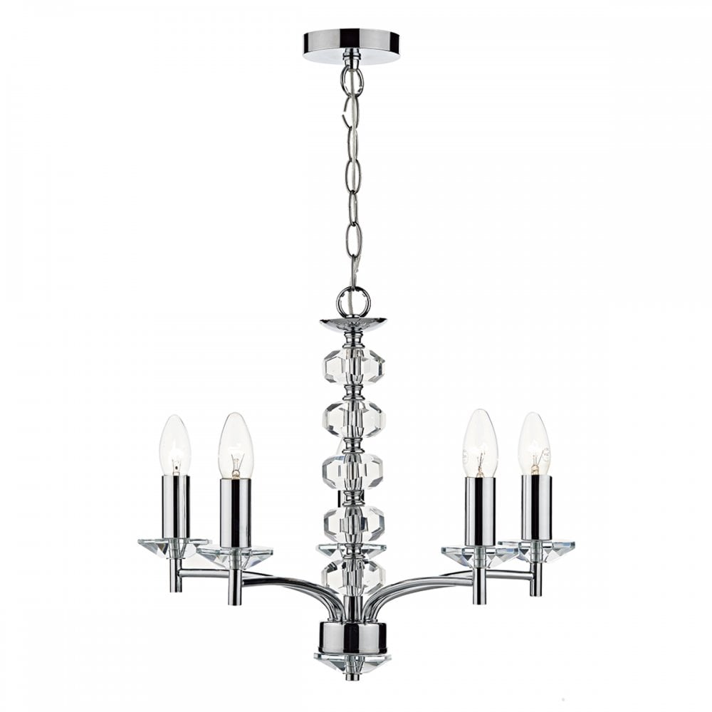 Oleana 5 Light Pendant Polished Chrome Crystal