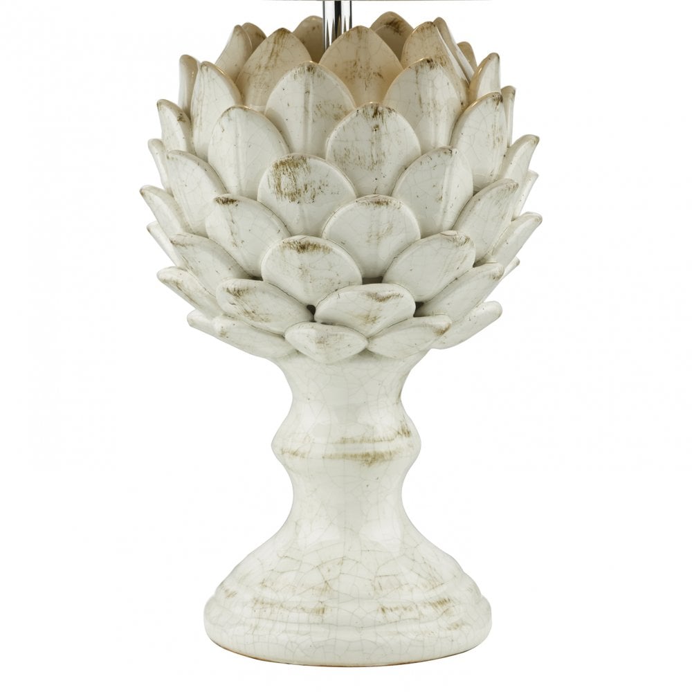 Antique Cream Orris Ceramic Table Lamp Base with Artichoke Design