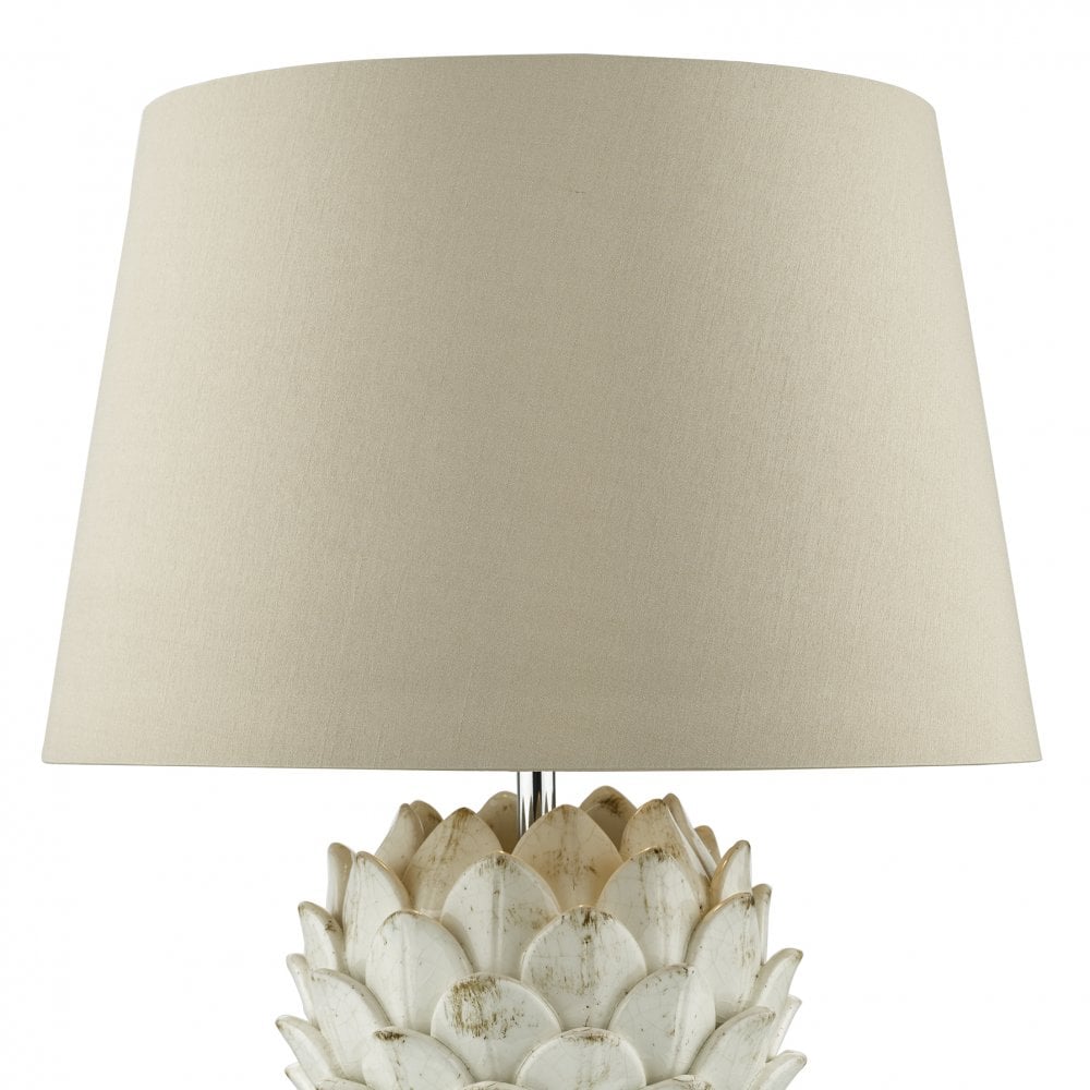 Antique Cream Orris Ceramic Table Lamp Base with Artichoke Design