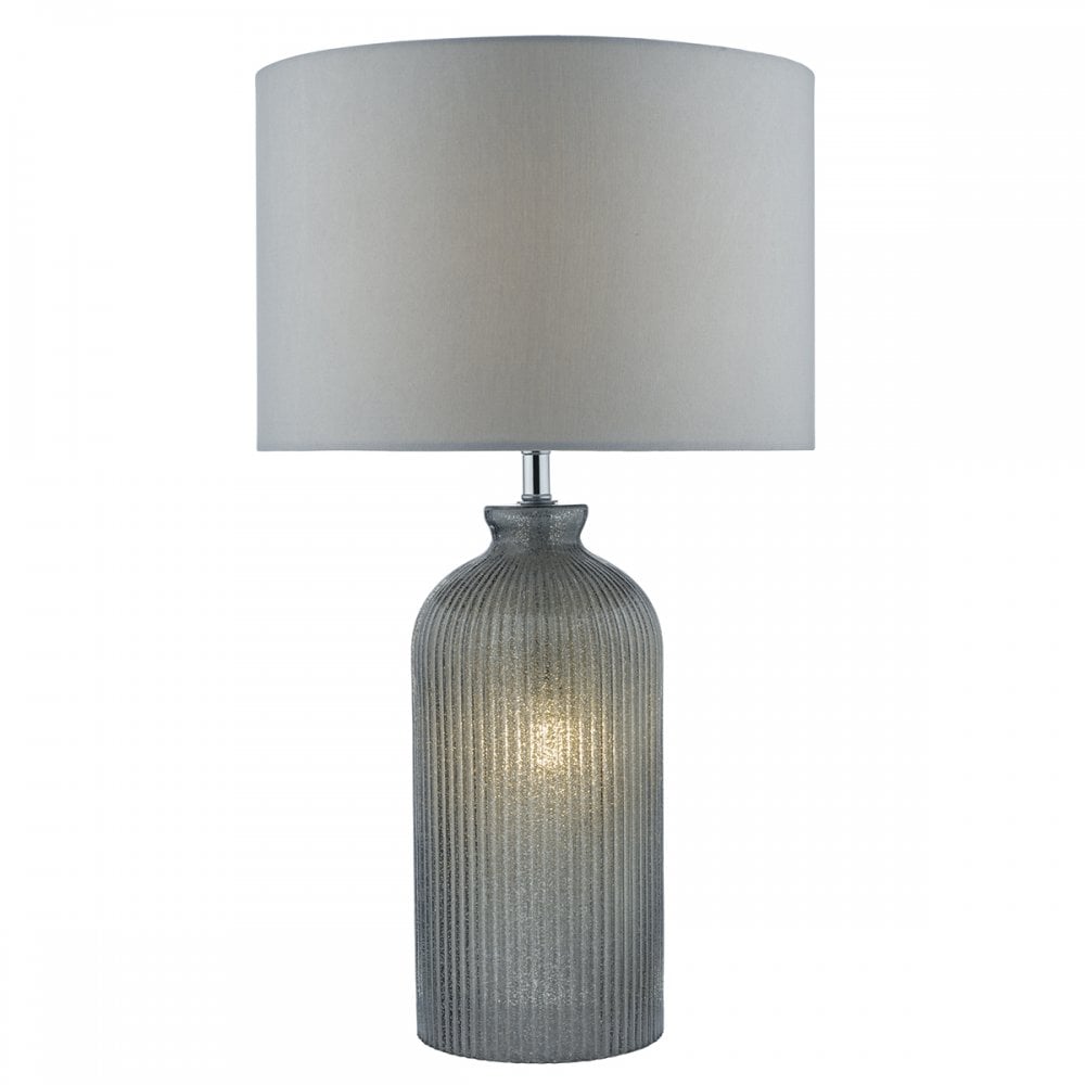 Pamplona Dual Light Table Lamp Grey Glass With Shade
