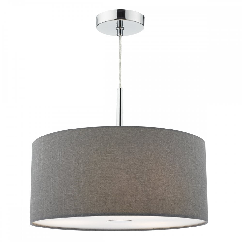 Ronda 3lt Pendant Grey Faux Silk Shade 40cm
