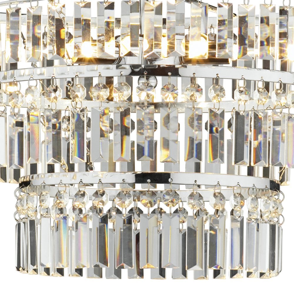Rowena Tri-Tier Crystal Elegance Semi Flush in Polished Chrome