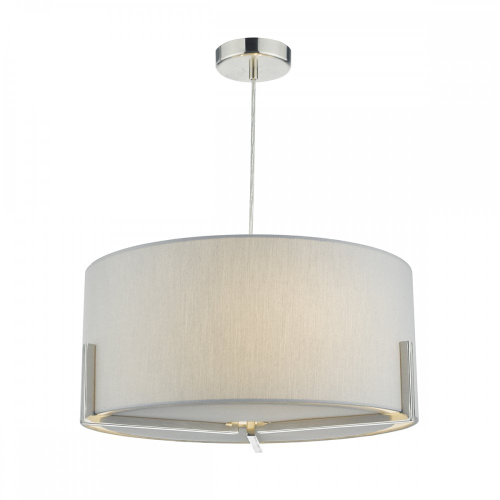 Santino Pendant Satin Chrome With Grey Cotton Shade