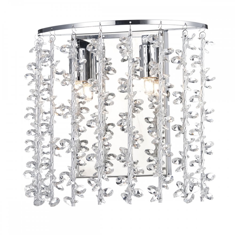 Sestina Dual-Lighting Wall Sconce with Crystal Beaded Rods in Polished Chrome