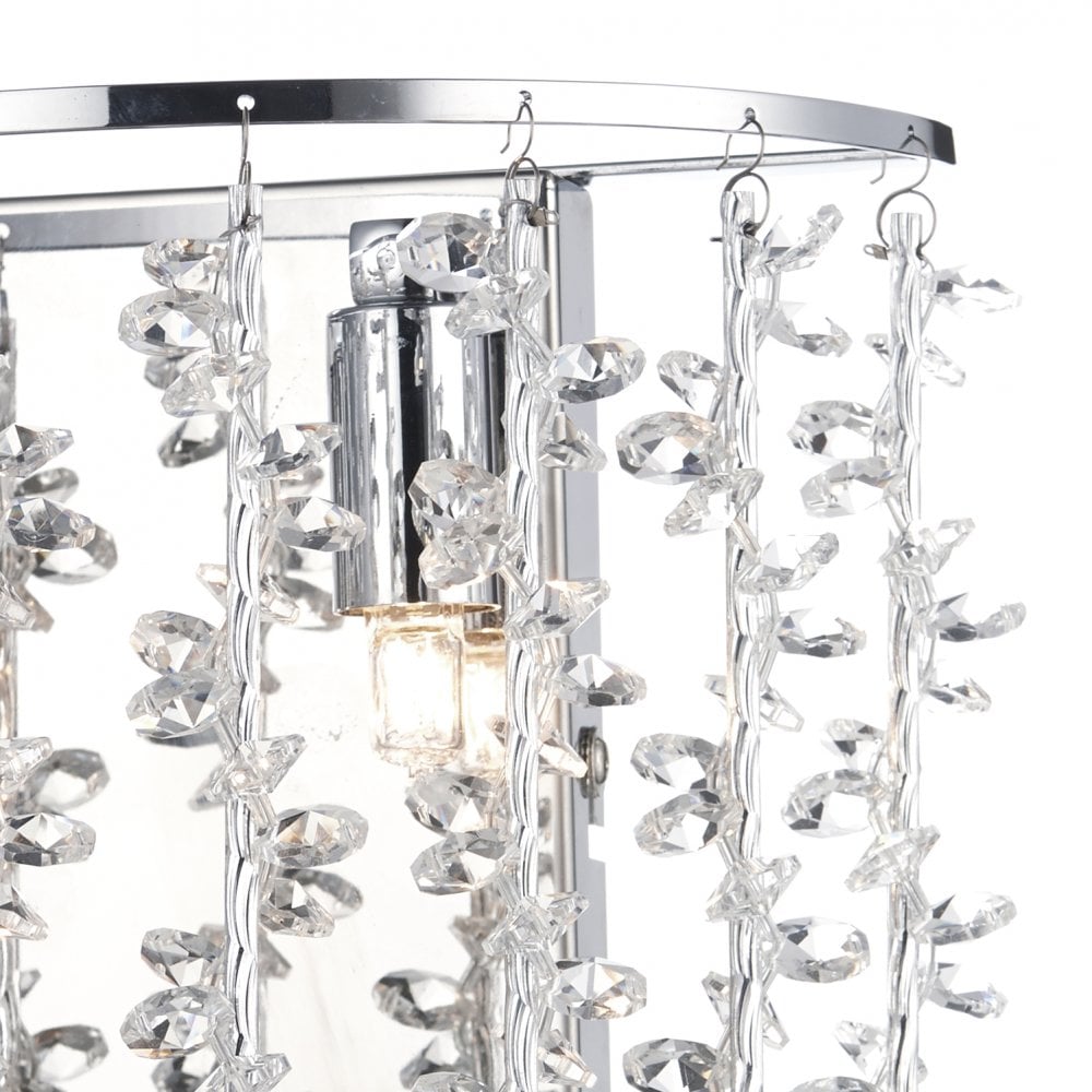 Sestina Dual-Lighting Wall Sconce with Crystal Beaded Rods in Polished Chrome