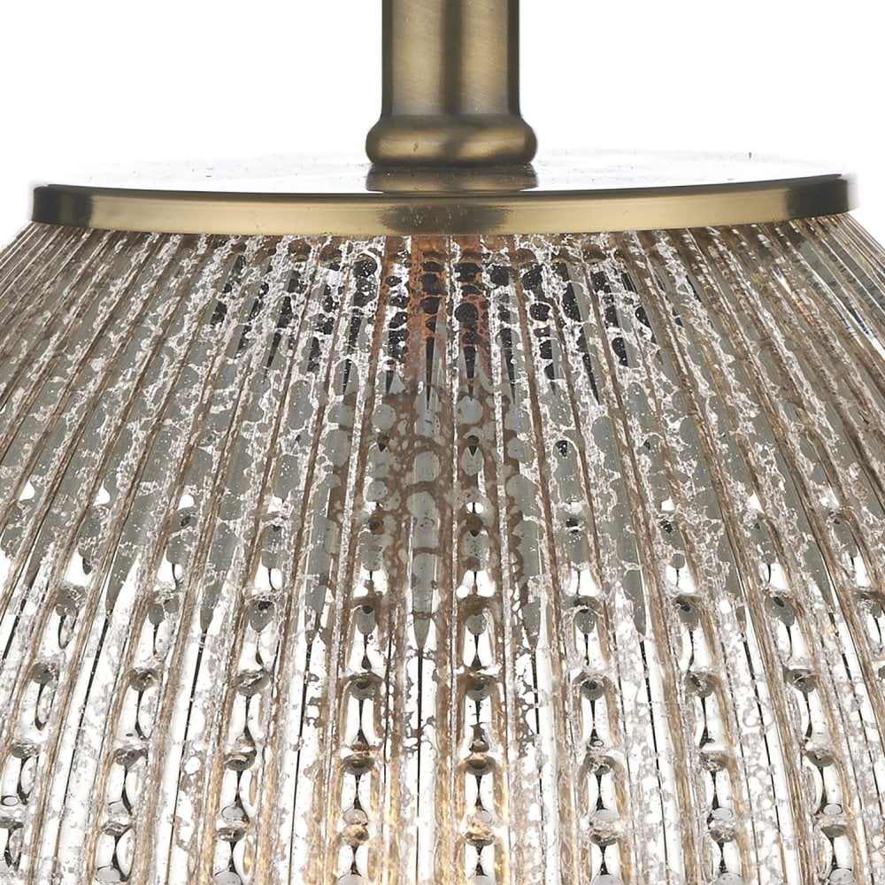 Sonia Dual Light Table Lamp Antique Brass & Silver Glass With Shade