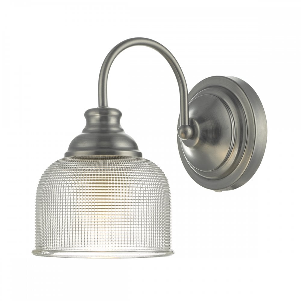 Tack Wall Light Industrial Nickel and Textured Glass